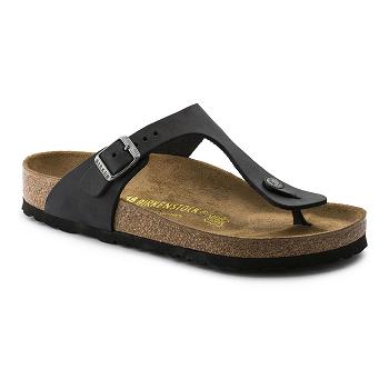 Birkenstock Oiled Læder Gizeh Dame Sort | DK 430NWY